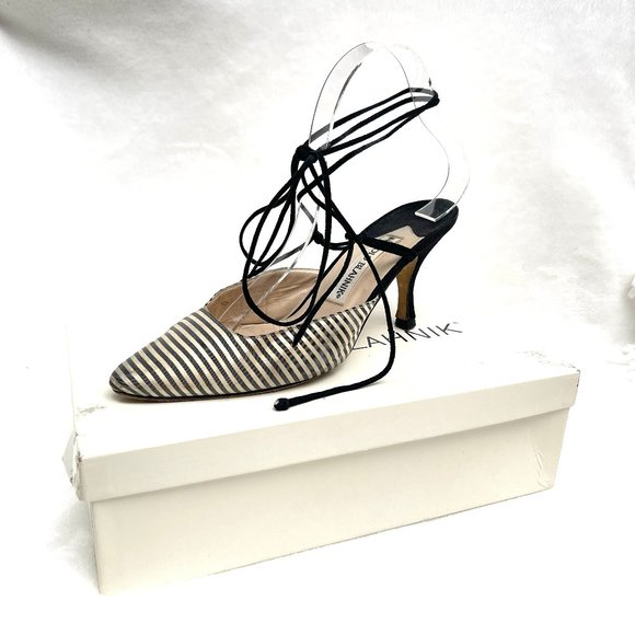 Auc Mannolo Blacknik Lace up heels IT 38,5 - Picture 2 of 14